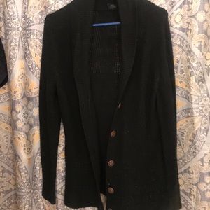 Long black button down sweater